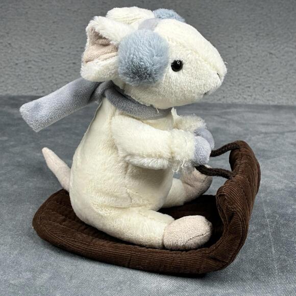 Jellycat Merry Mouse Sleighing Plush White Mouse On Sleigh 7” NWT - Picture 7 of 8
